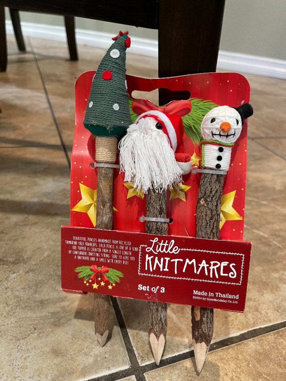 Little Knitmares Christmas Pencils Set of 3 Stocking Stuffers